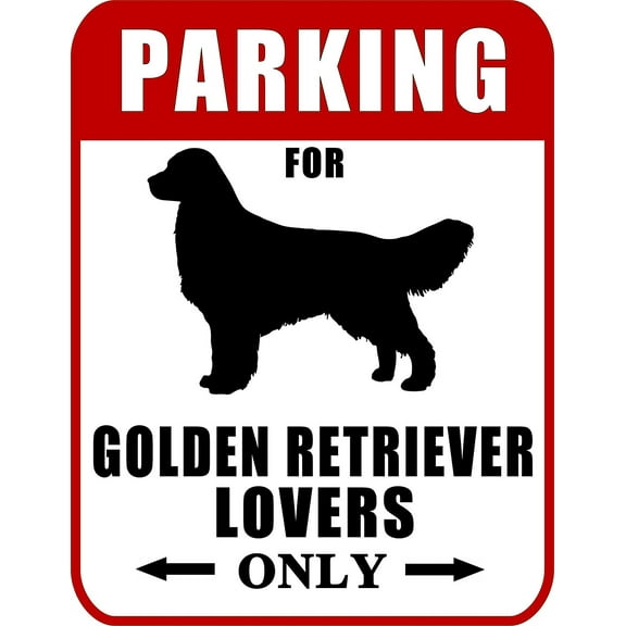 PCSCP Parking for Golden Retriever Lovers Only (Red Ver.) 9" W x 11.5" H Laminated Dog Sign