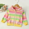 thumbnail image 2 of Sopiago Girls Cotton Sweatshirt Hoodies Rainbow Printed Sweatshirts Pullover Tops Green,18-24 Months, 2 of 7
