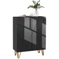 thumbnail image 1 of HOMCOM Narrow Shoe Cabinet, High Gloss Shoe Storage Cabinet, Black, 1 of 10