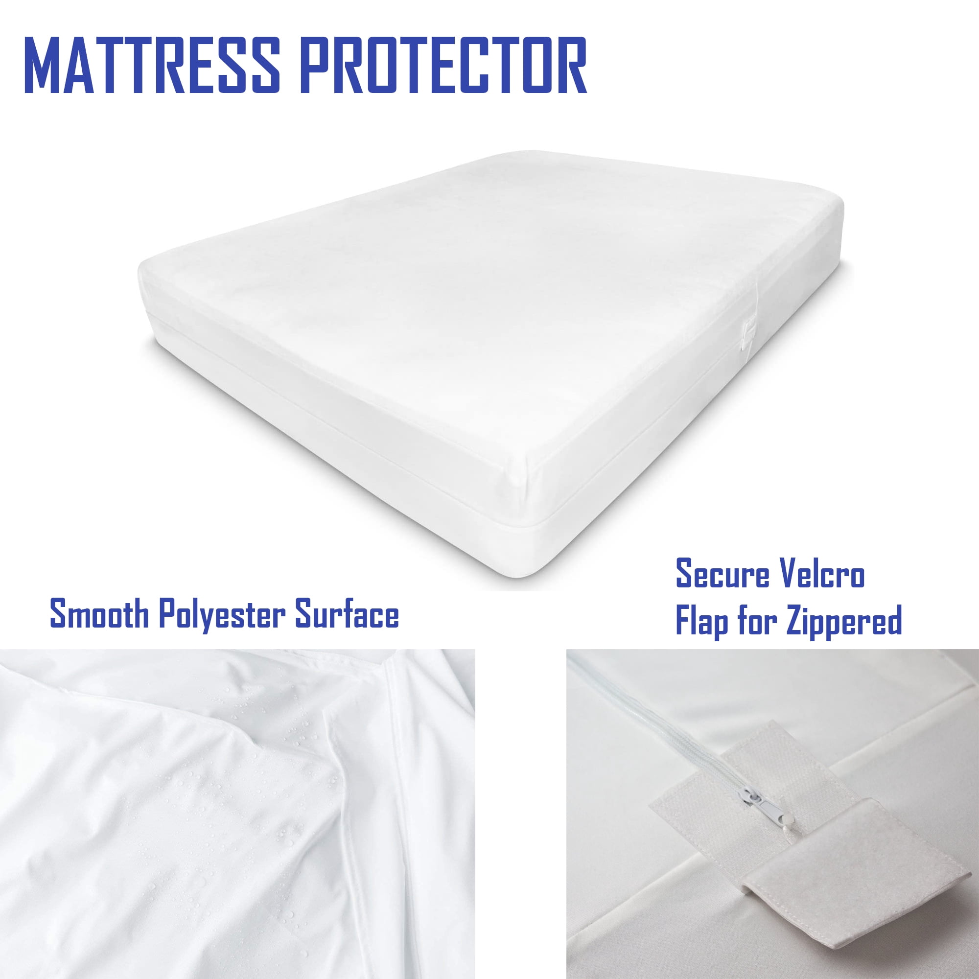 Continental Sleep, Premium Zippered Mattress Protector with Breathable and Noiseless Feature, Water Proof, Premium Quality Fabric Zippered, Fits Mattress 6-Inch to 9-Inch, Twin, White