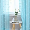 thumbnail image 6 of Sheer Curtains 95" Long for Living Room, Soft Voile Textured JacquardSheer Window Curtains Pom Pom Design Window Dressing Decor, 52" W x 95" L, 2 Panels, Pink, 6 of 9