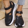 thumbnail image 5 of qkdmdw Black Women'S Roman Sandals Platform Slide Sandals Pu Hollow Summer Fall Fashion Thick Sole 1.37In Heel For Casual Outdoor, 5 of 9