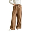 thumbnail image 3 of Lumtrix Women's Y2k Striped Side Baggy Pants Drawstring Elastic Waist Wide Leg Track Pants Streetwear Quick Dry Trousers Brown S, 3 of 8