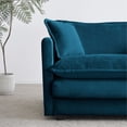 thumbnail image 5 of Blue Chenille Reading Chair | Stretch Legs on Ottoman in Home, 5 of 6