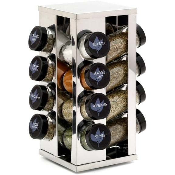 Kamenstein Heritage 20-Jar Revolving Pre-Filled Countertop Spice Rack Organizer with Free Spice Refills for 5 Years