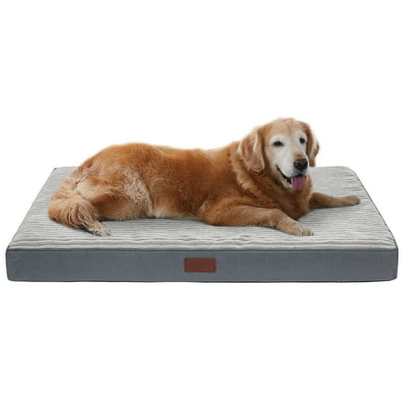 Ophanie Gray Orthopedic Dog Bed For Large Dogs with Egg Crate Foam Support and Non-Slip Bottom, Waterproof and Machine Washable Removable Pet Bed Cover,L size(35"x22"x3.5")