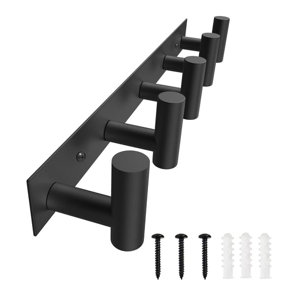 Perchero de pared VAEHOLD negro con 5 ganchos de acero inoxidable