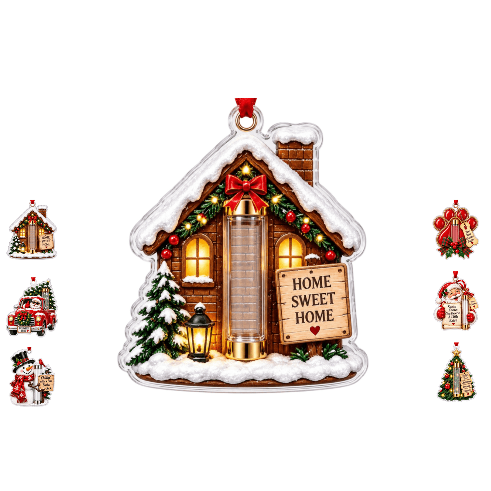 Christmas Ornaments Money Holder Christmas Tree Cash Gift Holder Printed Holiday Ornament Versatile Hanging Decor for Multiple Occasion Presents House