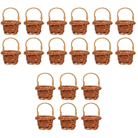 Masteelf 18 pcs  Mini Woven Baskets Miniature Flower Basket Mini Picnic Basket Tiny Party Favor Containers
