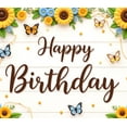 thumbnail image 4 of Yatrandify Floral Design Happy Birthday Banner Decorative Sunflower Butterfly Backdrop for Celebration Spring Party Outdoor Event, 4 of 8