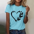 thumbnail image 3 of KBZDBZC Tshirts Shirts for Women Women's Love Butterfly Print Round Neck Short Sleeve T Shirt Top Womens Tops (Light Blue,XXXL), 3 of 4