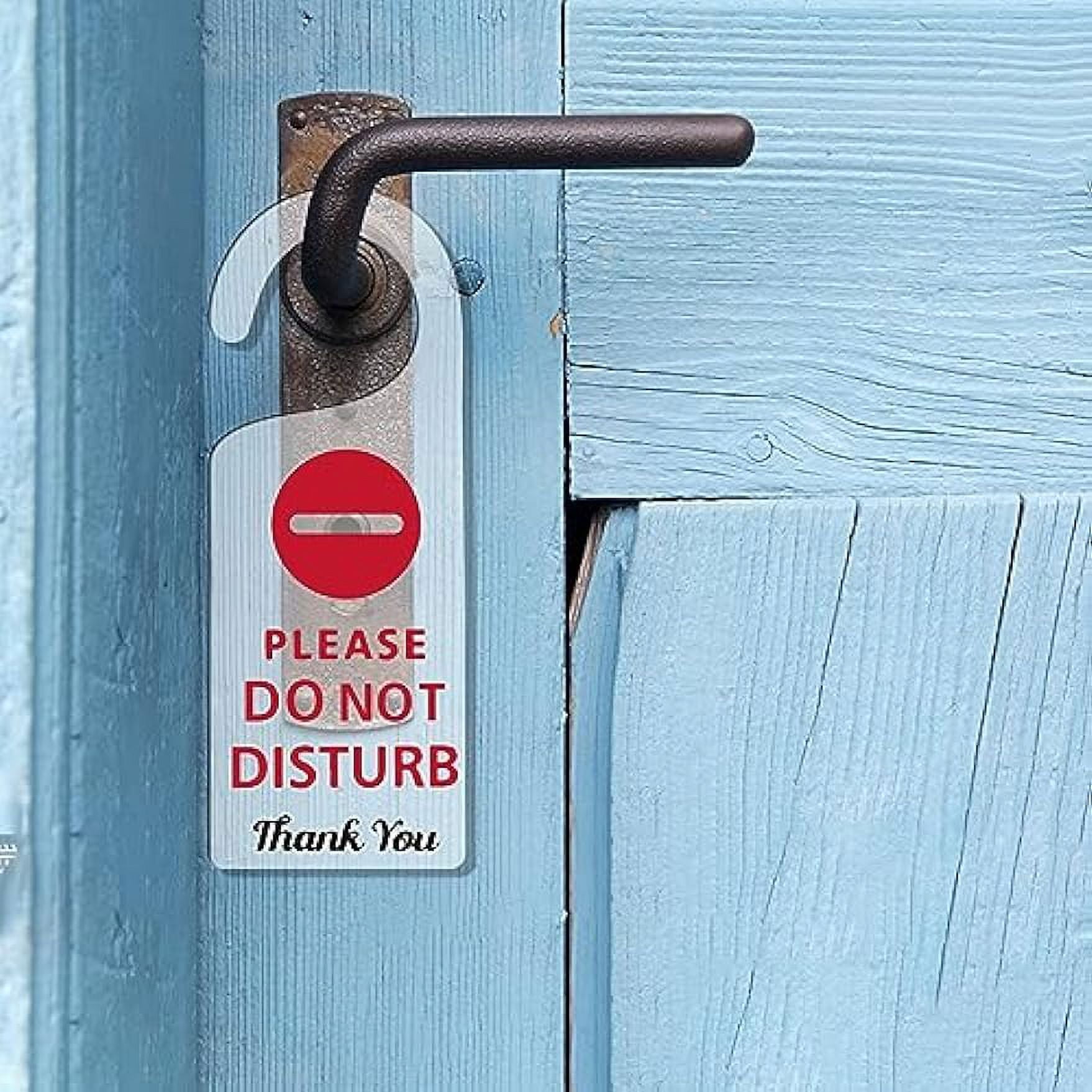 Sleeping Do Not Disturb Door Hanger Sign - Double Sided Acrylic Plaque 9x5.35 Inches