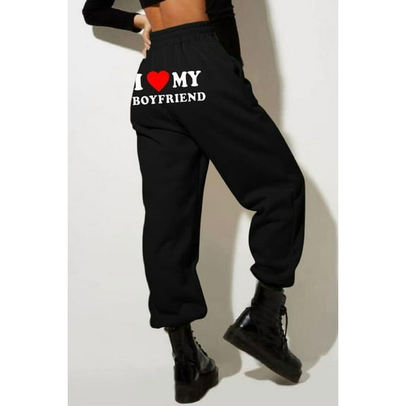 I Love My Boyfriend Sweatpants (S, Black)