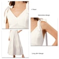 thumbnail image 4 of Vestido con tirantes y cuello en V, cintura delgada, dobladillo grande, tela de punto redondo para verano, blanco S, 4 of 5