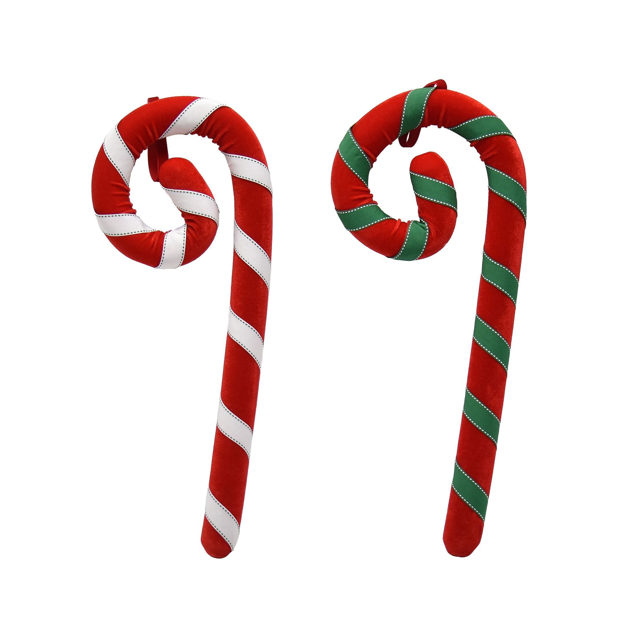 Holiday Time Red and Green Color 2pc Fabric Candy Cane Outdoor Decor