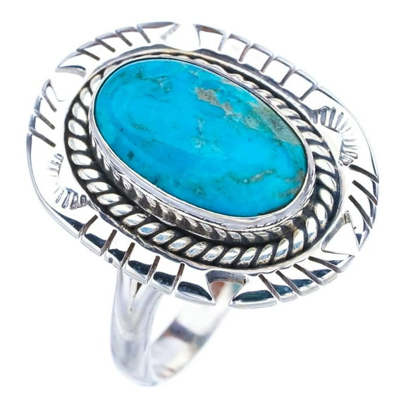 StarGems® Natural Turquoise Pigeon Handmade 925 Sterling Silver Ring 11 F2329