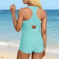 thumbnail image 4 of qucoqpe 3 Piece Tankini Swimsuits for Women Fashion Solid Color Modest Bathing Suits with Shorts Vacation Beach Loose Fit Swimwear, 4 of 6