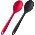 thumbnail image 1 of 2 Pack Nonstick Silicone Stirring Spoons High Heat Resistant Hygienic Design Cooking Spoon for Stirring Red and Black with Color Box, 1 of 5