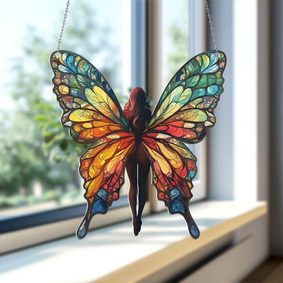 Butterfly Fairy Suncatcher – Handmade Window Hanging Sun Catcher – Whimsical & Magical Home Decor