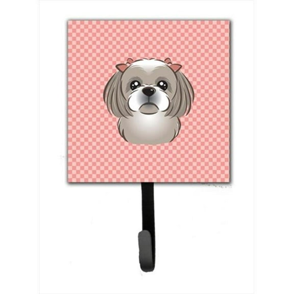 Carolines Treasures Checkerboard Pink Gray Silver Shih Tzu Leash or Key Holder 7Hx4.25W multicolor