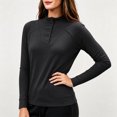 thumbnail image 7 of Ke1Clo Womens High Neck Pullover Casual Long Sleeve Solid Color Slim Fit Knit Tops Button Down Stretchy Fall Winter Travel Tunic Tshirt Black XXXL, 7 of 7