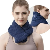 UNCN Microwavable Moist Heat Neck Heating Pad - Cordless, Washable Cover, 29x6.6 inches, for Pain Relief, Navy Blue