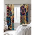 thumbnail image 4 of Vintage Purple Floral Blackout Curtains for Bedroom Living Room Darkening Curtains 84 Inch Length 2 Panels Set Retro Flowers Ethnic Abstract Art Window Curtain Window Treatment Grommet Drapes 42"x84", 4 of 9