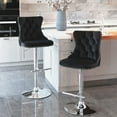 thumbnail image 2 of Bar Stools Set of 2, Swivel Velvet Bar Stools with Back and Footrest Modern Tufted Upholstered Adjustable Counter Height Bar Chairs with Metal Base and Nailheads Trim for Home Pub Kitchen, Black, 2 of 7