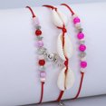 thumbnail image 3 of IKemiter 3 PCS Ethnic Braided Bracelet with Flamingo Shell Crystal Stone Beads Decor Adjustable Length Wrist, 3 of 6