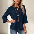 thumbnail image 6 of TGSLY V Neck Criss Cross Tops for Women Lightweight Soft 3/4 Sleeve Solid Color Shirts Relaxed Casual Trendy Early Fall Blouses XXL, 6 of 7