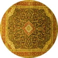 thumbnail image 1 of Ahgly Company Machine Washable Indoor Round Medallion Yellow Traditional Area Rugs, 4' Round, 1 of 4