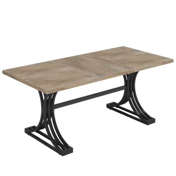 Demi Bonn 63" Executive Computer Desk with Faux Marble Tabletop, Modern Duty Study Writing Gaming Table for Home Office, Gray
