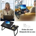 thumbnail image 4 of Mesa Plegable Soporte para Laptop - con Portavasos y Dise&ntilde;o con Ranura Inclinaci&oacute;n Ajustable de 5 Niveles Soporte Plegable Escritorio Port&aacute;til para Comer Escribir Juga, 4 of 7