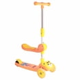 thumbnail image 2 of Patinete de 3 ruedas plegable con altura ajustable y luces intermitentes, asiento extraíble, patinete para niños, color amarillo, 2 of 11