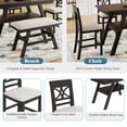 thumbnail image 3 of 6-Piece Counter Height Dining Table Set with Storage Shelf, Wood Kitchen Table Set with Upholstered Bench and 4 Chairs, Rustic Style Dining and Kitchen Table Sets for 6, Espresso+Beige Cushion, 3 of 7