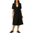 thumbnail image 1 of Conjunto de falda de blazer de manga corta INSPIRE CHIC para mujeres, traje de verano elegante y casual de negocios, color negro, 1 of 6