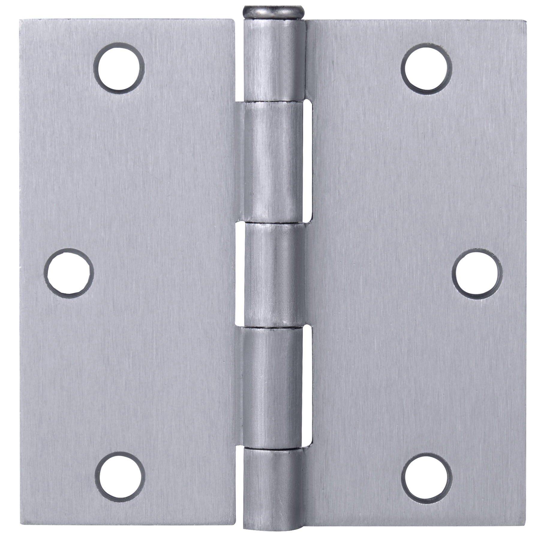 Brushed Chrome Steel Plain Bearing Door Hinge with Removable Pin, 3-1/2 x 3-1/2 in. Square Corner, 3-Pack
