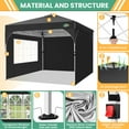 thumbnail image 3 of SANOPY 10'x10' Canopy Tent for Party Tent with One Push Central Button&Air Vent Instant Pop Up Canopy Tent with Sidewalls&Sandbags Ez Up Pop up Party Canopy Tent with Carry Bag, Black, 3 of 9