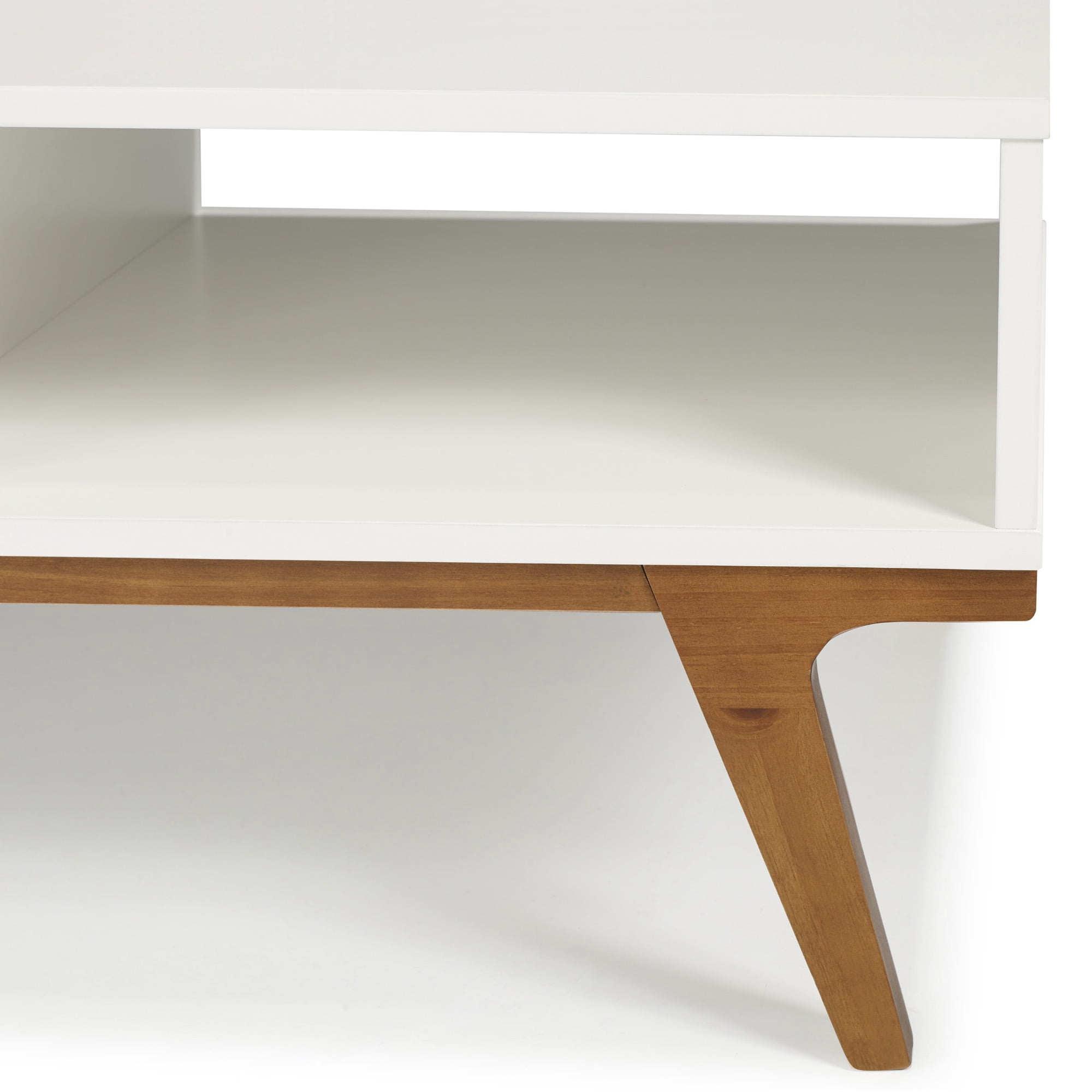 Mid Century White and Caramel Solid Wood Coffee Table by Manor Park