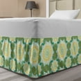 thumbnail image 1 of Ethnic Bed Skirt, Mandala Inspired Silhouettes Concentric Motifs, Elastic Bedskirt Dust Ruffle Wrap Around for Bedding Decor, 4 Sizes, Green Mustard White, by Ambesonne, 1 of 2