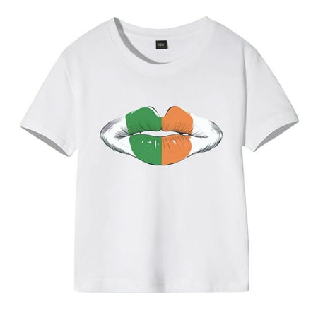 

Toddler Girls Boys Irish Festival Summer Short Sleeve Lips Prints T Shirt Tops for Children Clothes Soft Girls Raglan Shirts Toddlers and Girls 7-8 Clothes Top Tops for Toddler Girls Just One You by