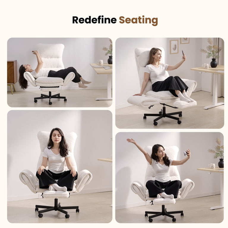 Patbrela Big and Tall Office Chair, Beige Teddy Plush photo 6