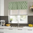 thumbnail image 4 of 2 Pack Green Moroccan Valances for Windows Bedroom Living Room Window Treatments, Morocco Boho Ethnic Abstract Geometric Rod Pocket Valance Drapes Short Kitchen Curtains Over Sink 60"x18", 4 of 8