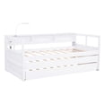 thumbnail image 5 of Bellemave Twin XL Daybed with 2 Twin Size Trundles, Wood Platform Bed with Storage Shelves, Twin XL Sofa Bed with USB Charging and Light for Bedroom and Living Room (White), 5 of 10