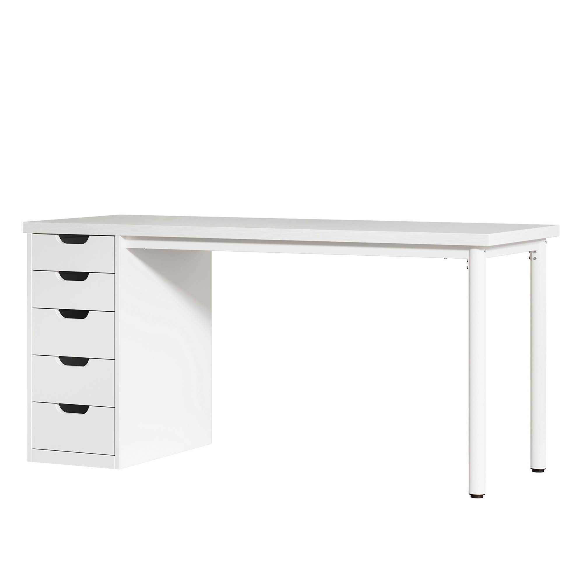 MAYEERTY 47 Inch Modern Computer Desk with 5 Reversible Drawers, Rustic Brown Writing Table for Home Office