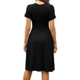 thumbnail image 3 of Gomelly Ladies Sundress Short Sleeve Summer Midi Dress Casual Swing Dresses Women Kaftan Holiday With Pocket Black S, 3 of 4