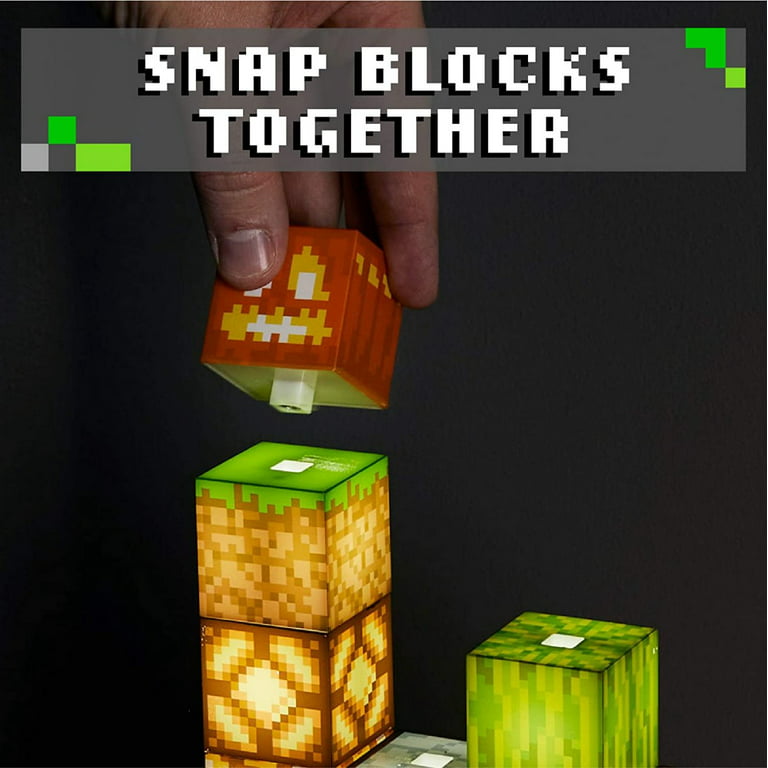 Minecraft Block Building Light 16 Blocs lumineux réarrangeables et base  rocheuse Minecraft Chambre Accessoires Lampe Night Light Cadeaux