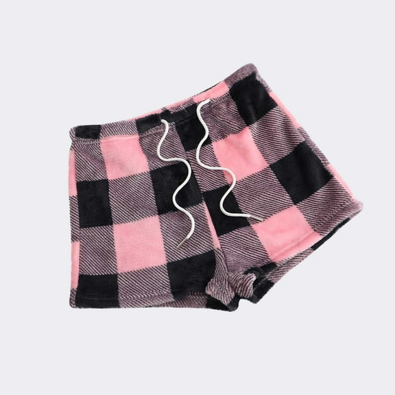 JXMVOJ Women's Soft Flannel Plaid Pajama Lounge Shorts Bottoms