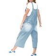 thumbnail image 4 of Sleeveless Women Casual Denim Jumpsuit Loose Wide Leg Jeans Oversall Bib Pants, 4 of 4