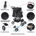 thumbnail image 2 of SuperDeal Folding Pet Stroller for Small Dog Cat, 4 Wheels Breathable Pet Carrier W/Cup Holder & Basket, Black, 2 of 12